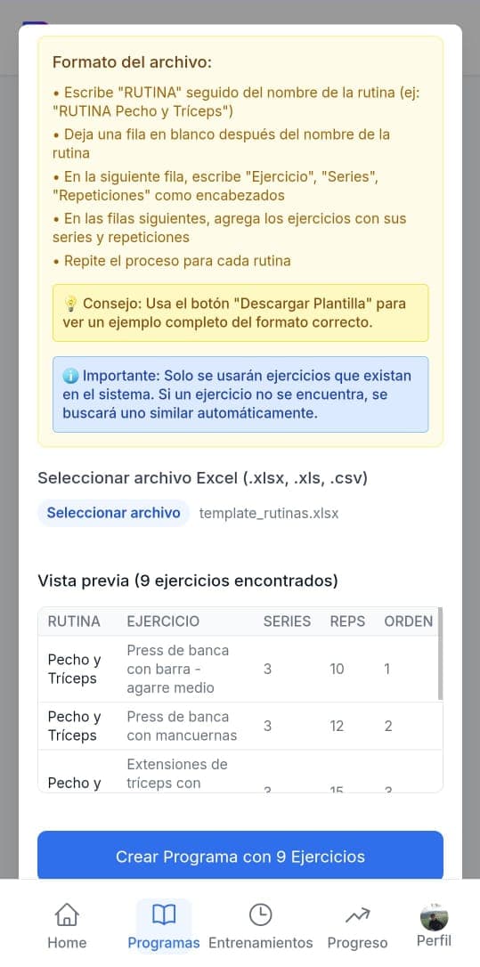 Importar desde Excel - PC