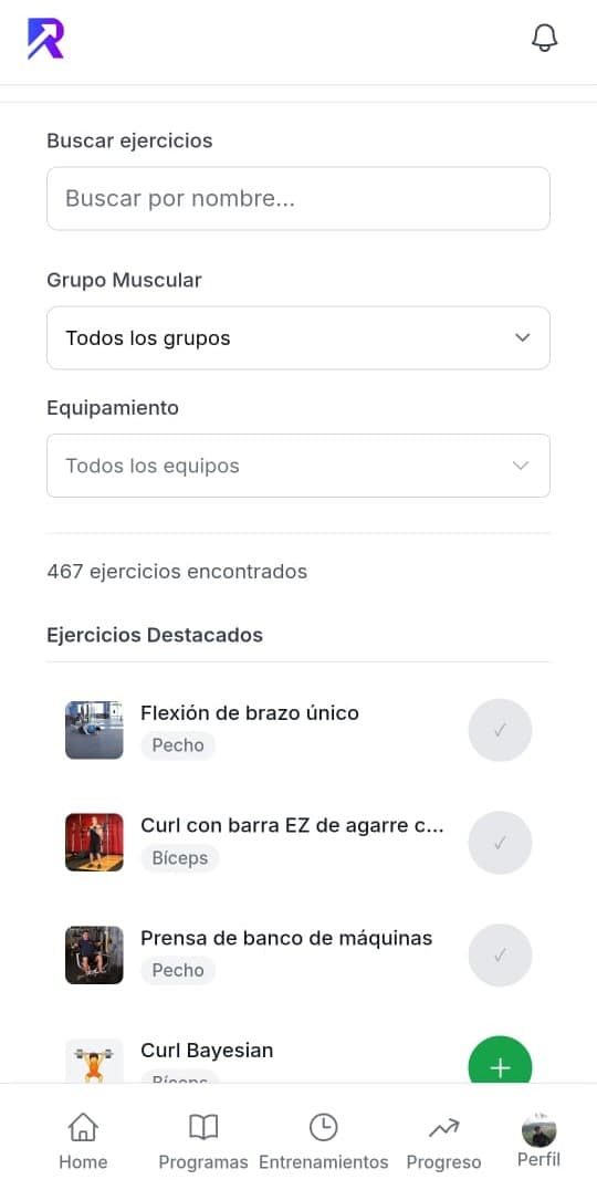 Biblioteca de Ejercicios - App Móvil