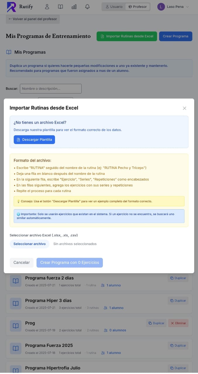 Importar desde Excel - Mobile