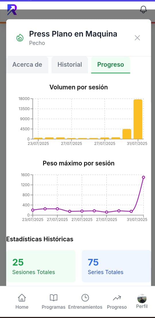 Historial de Ejercicios - App Móvil